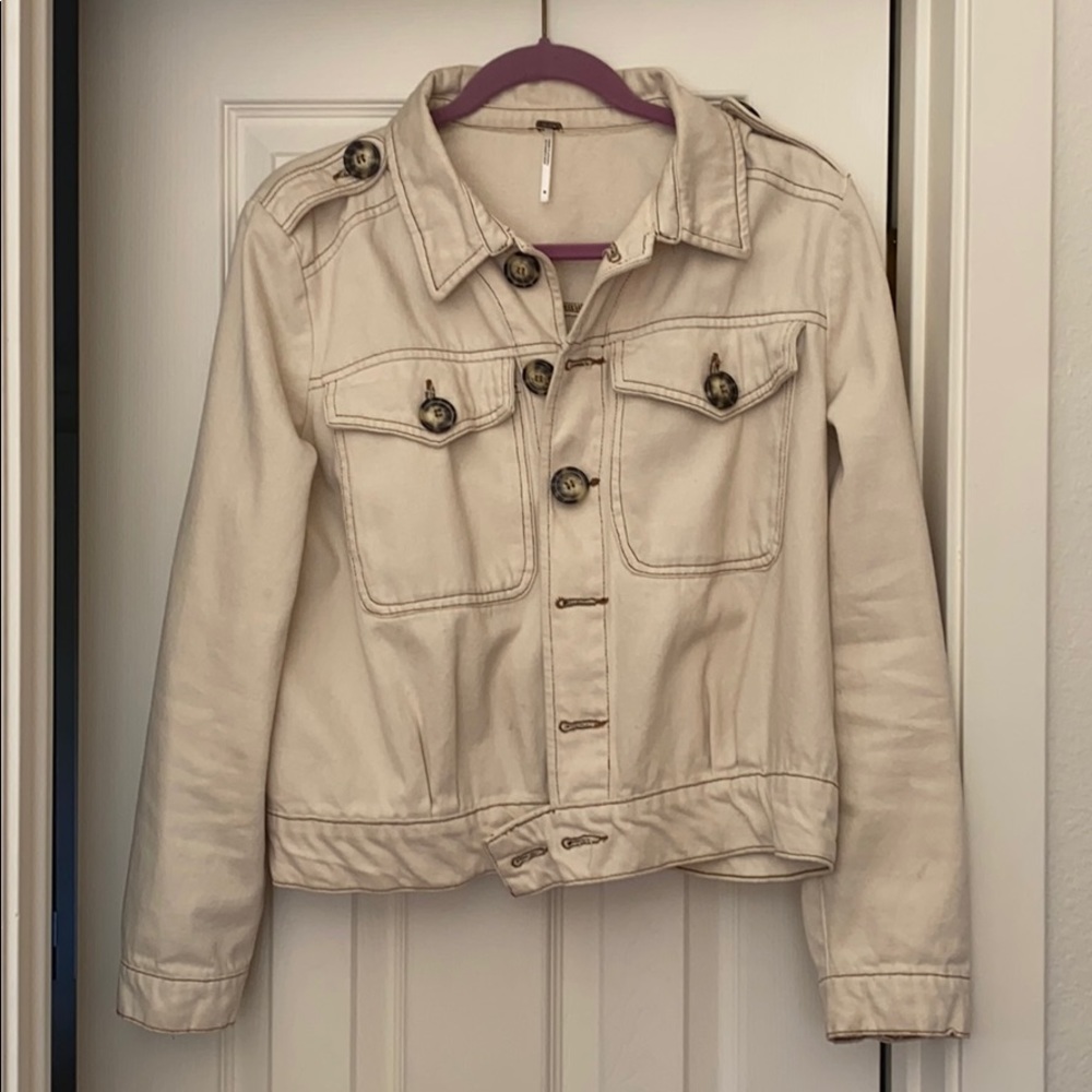 Free People white denim jacket